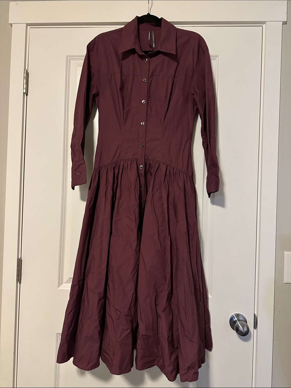DROP-WAIST MIDI SHIRT DRESS